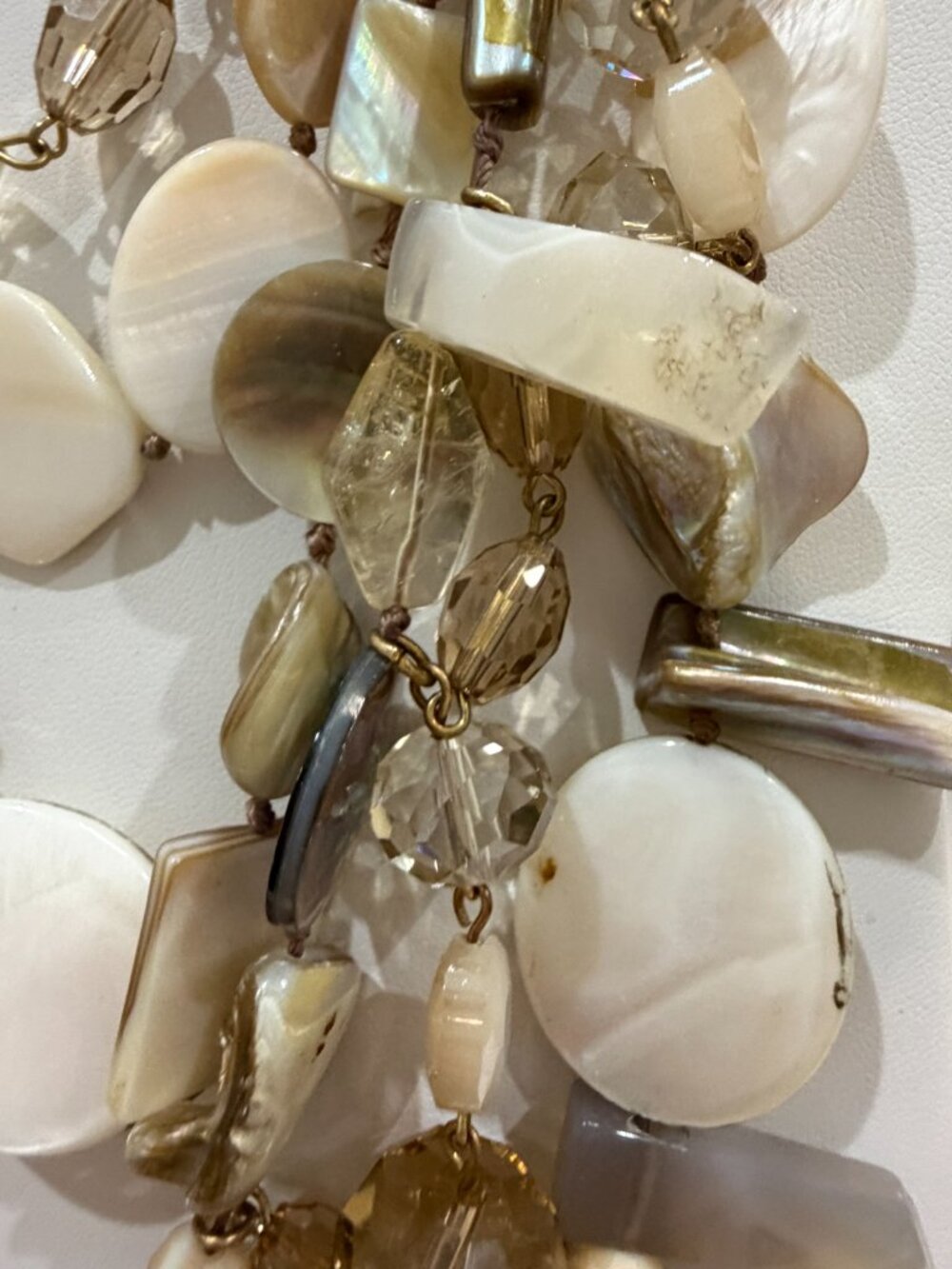 Chicos Collectibles Natural Mother of Pearl Shell Quartz Multi Strand Necklace - Picture 8 of 15